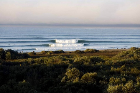 Lowers Trestles seen from the high cliffs of San Clemente on a perfect day. 