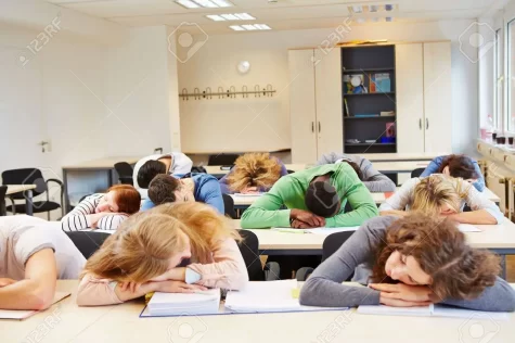 High school students participating in their 'nap period'.